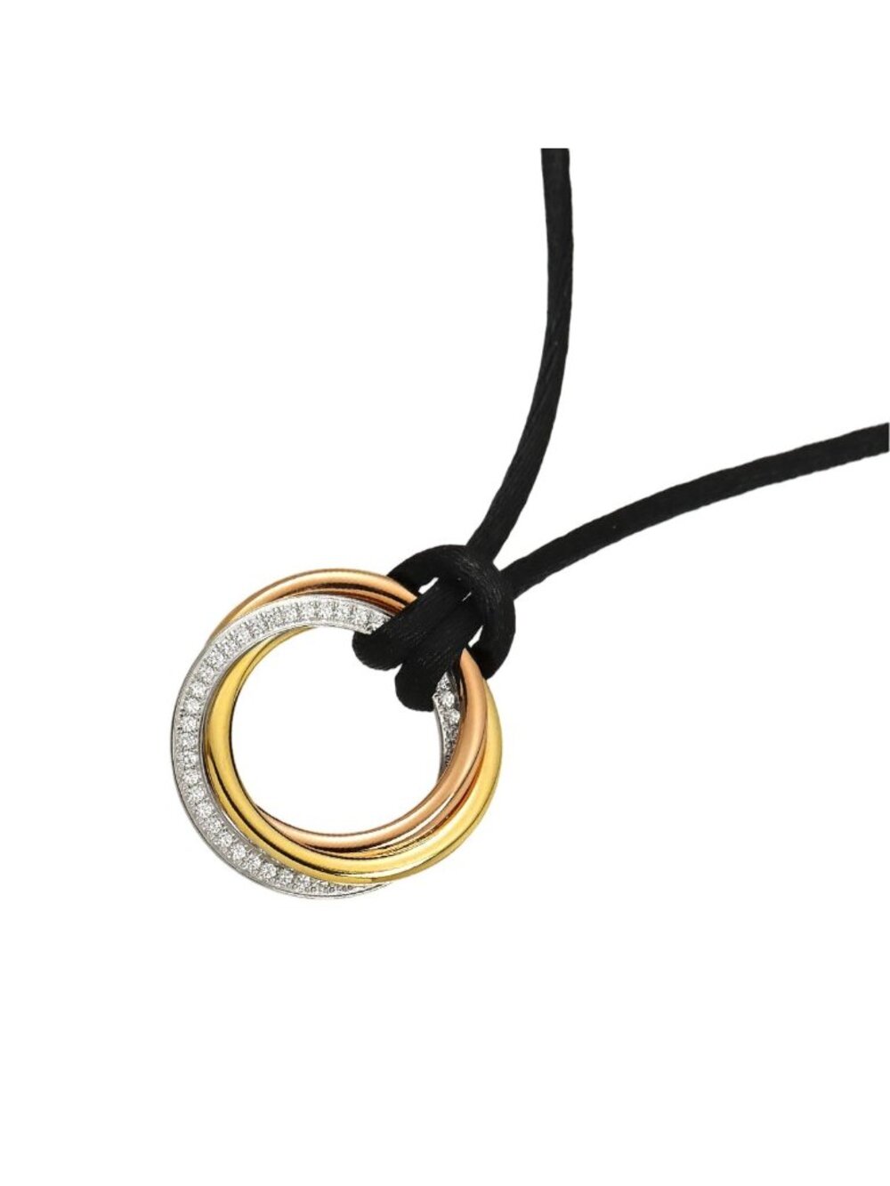 Cartier Trinity Diamond Necklace 58 18k Yellow Gold WG PG 750 Three